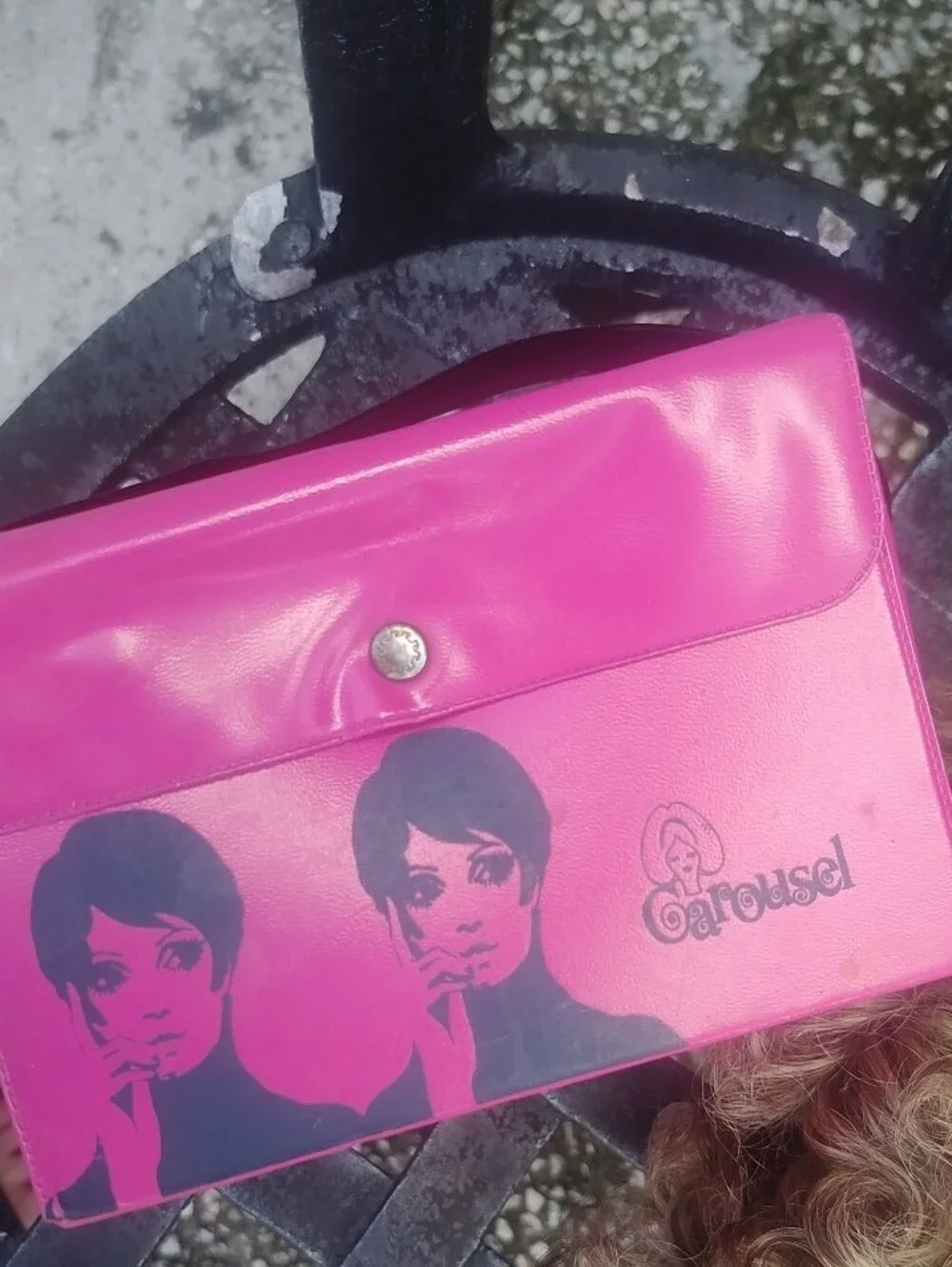 Carousel Wig Box 60s Vintage Hot Pink, With Wig,Hairpiece